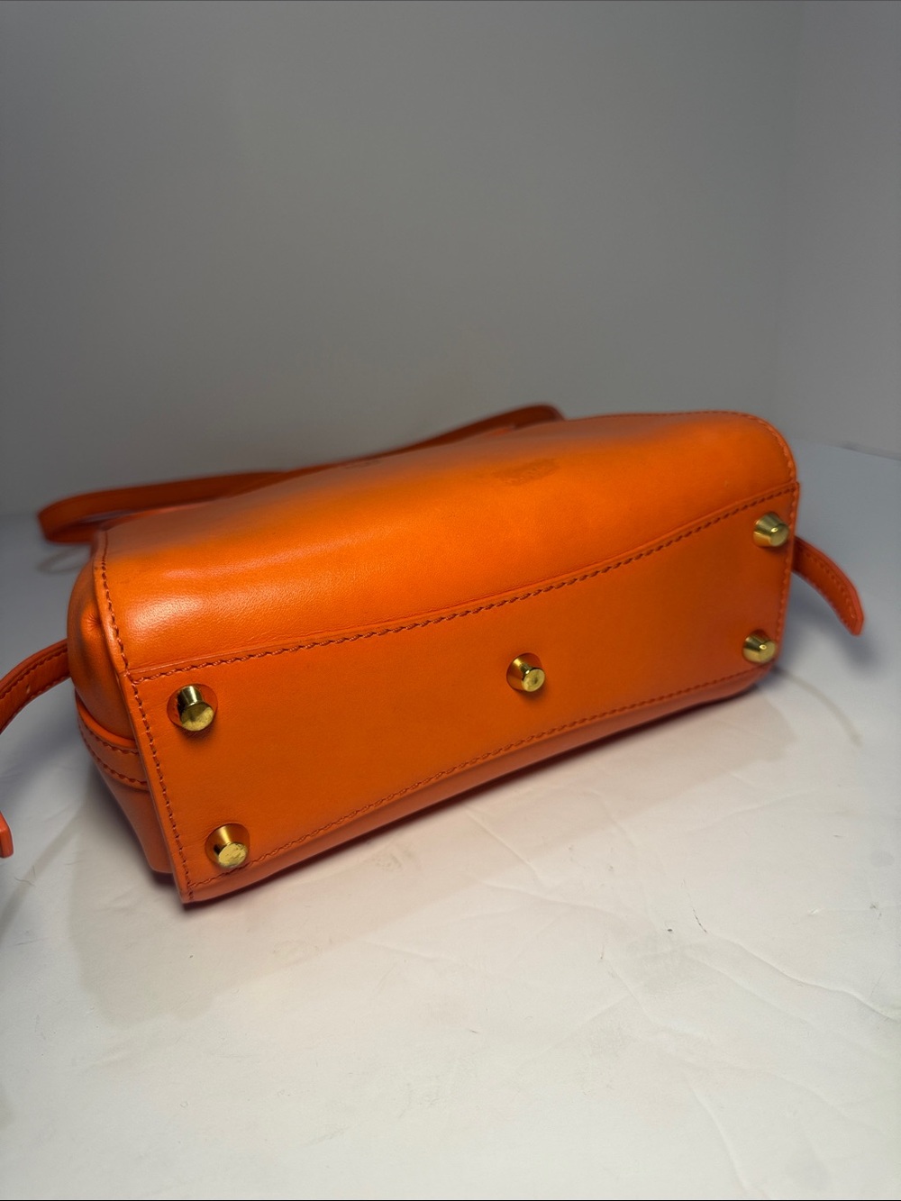 MCM Orange Leather Top Handle Crossbody Bag - Picture 7 of 12